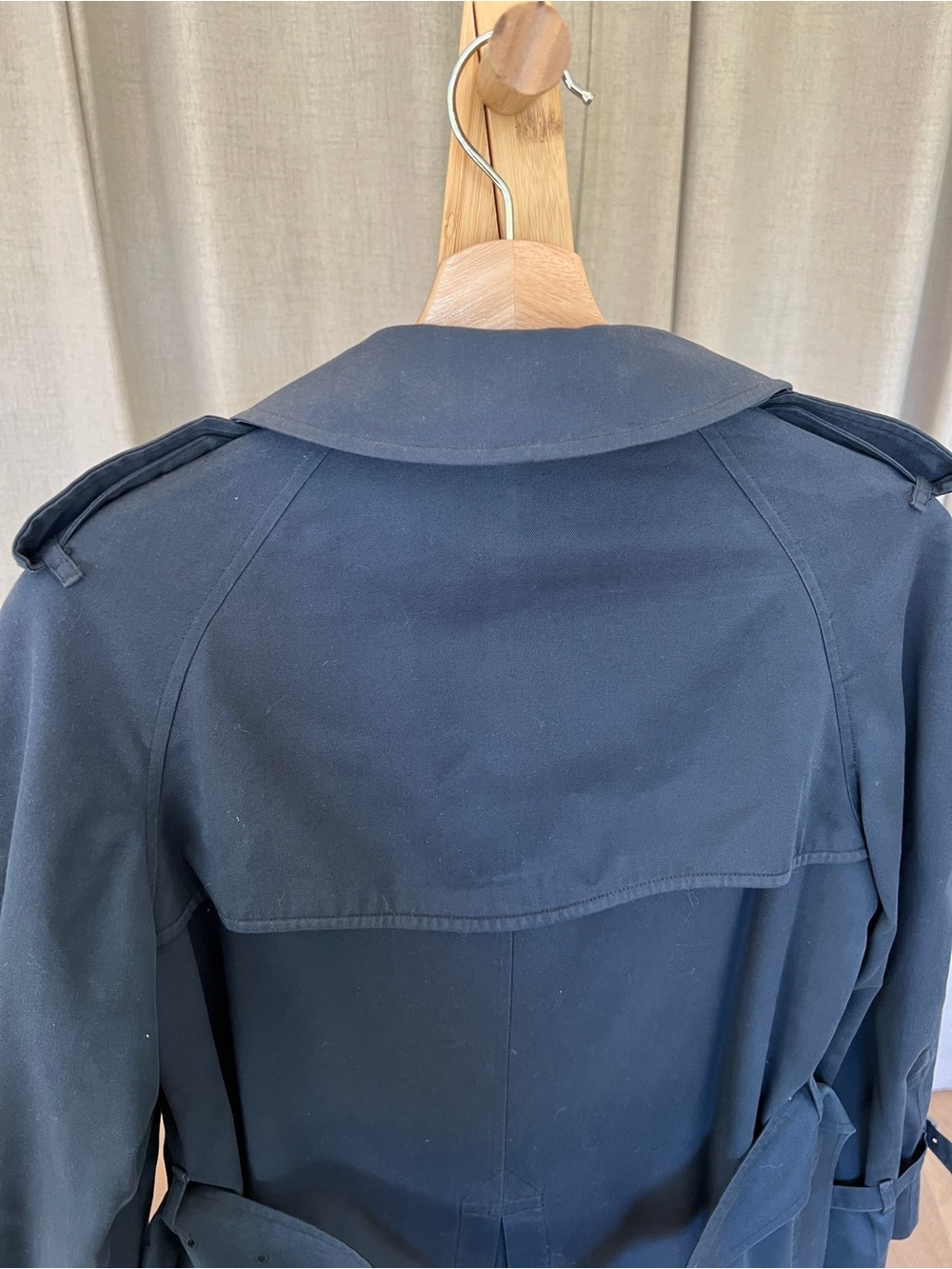 Vintage Burberry Navy Double-Breasted Trench Coat with Signature Check Lining - Picture 7 of 16